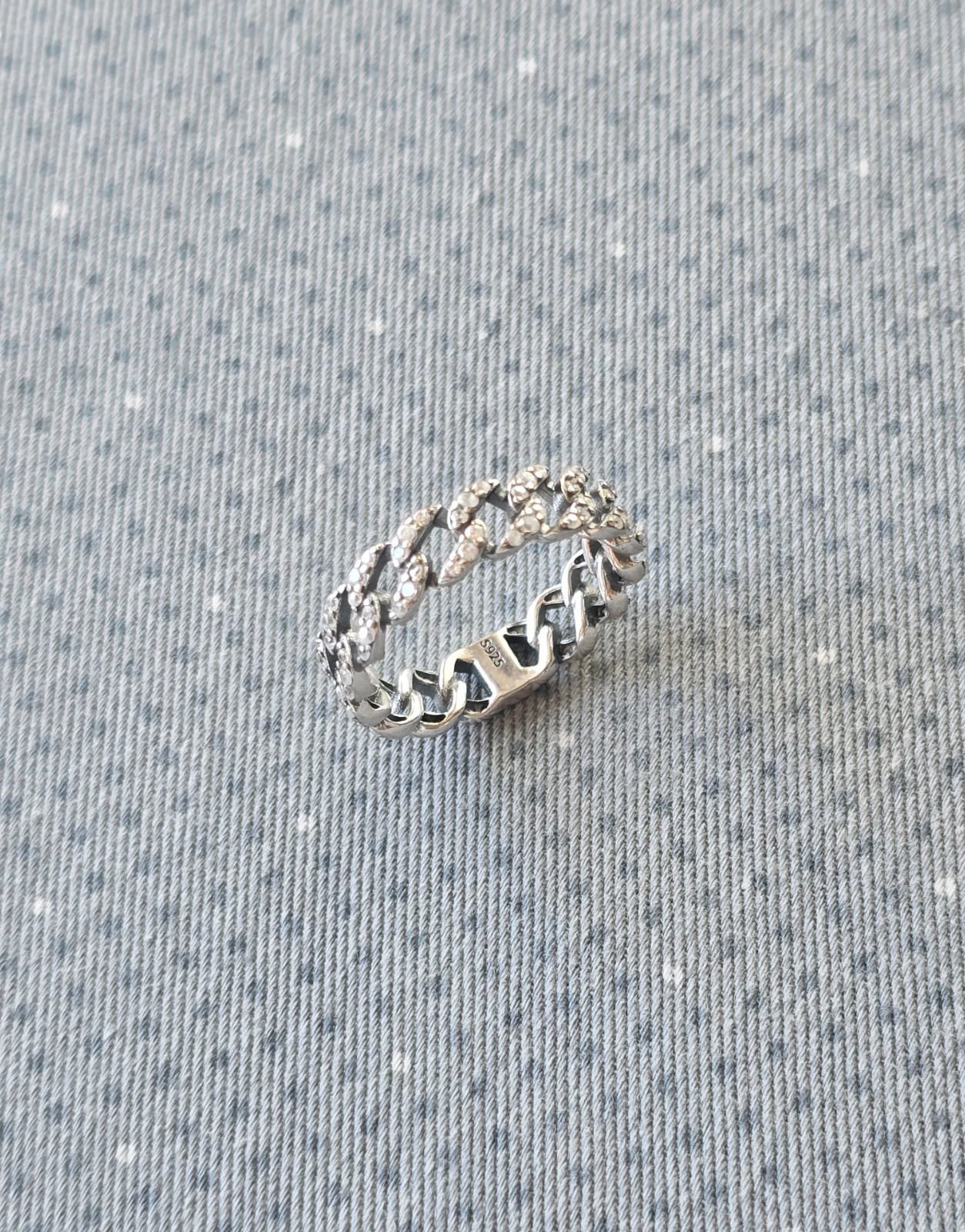 Sterling Silver Curb Ring - Size O