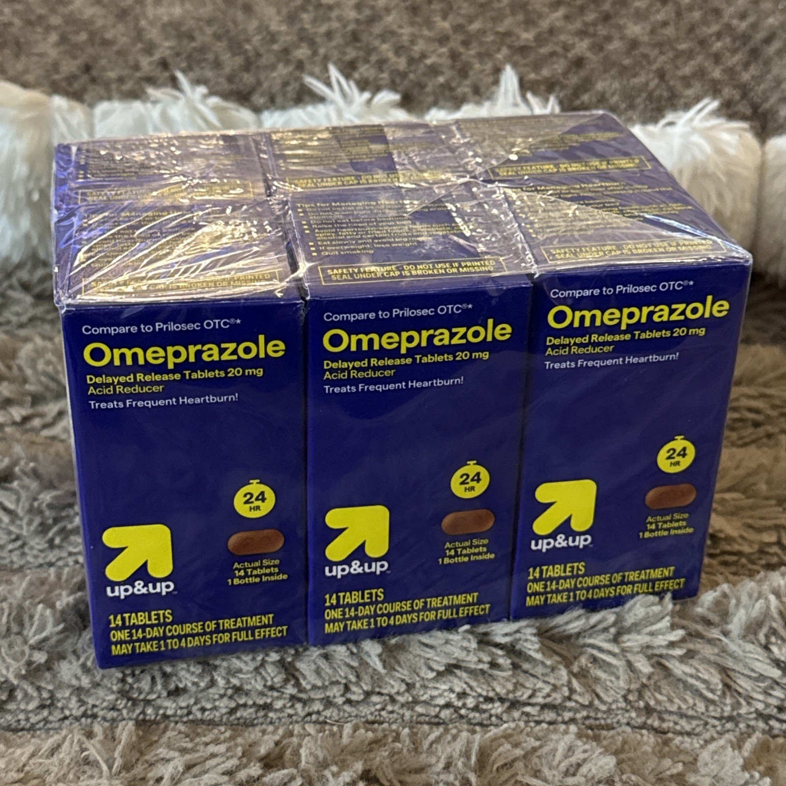 6 Boxes - up&up Omeprazole Tablets - 14 Count Each - Exp 12/2026