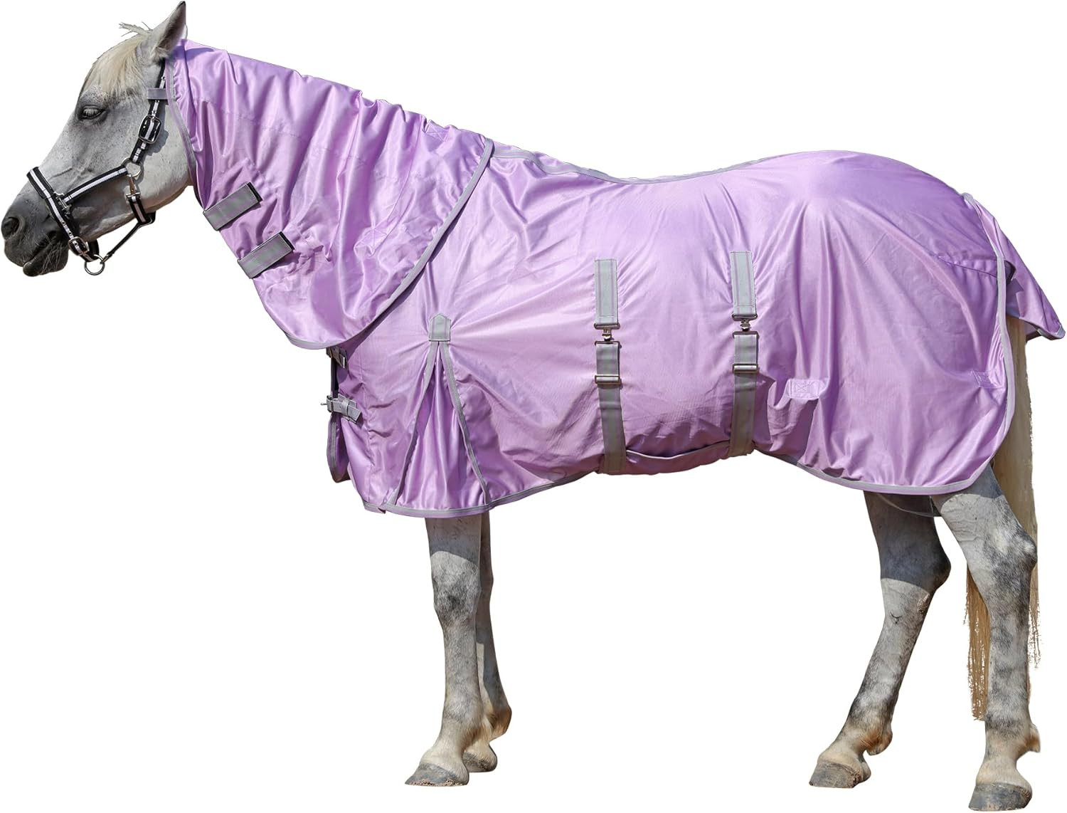 Horse Fly Sheet with Neck Cover & Belly Band - Lightweight Mesh UV Protection Su