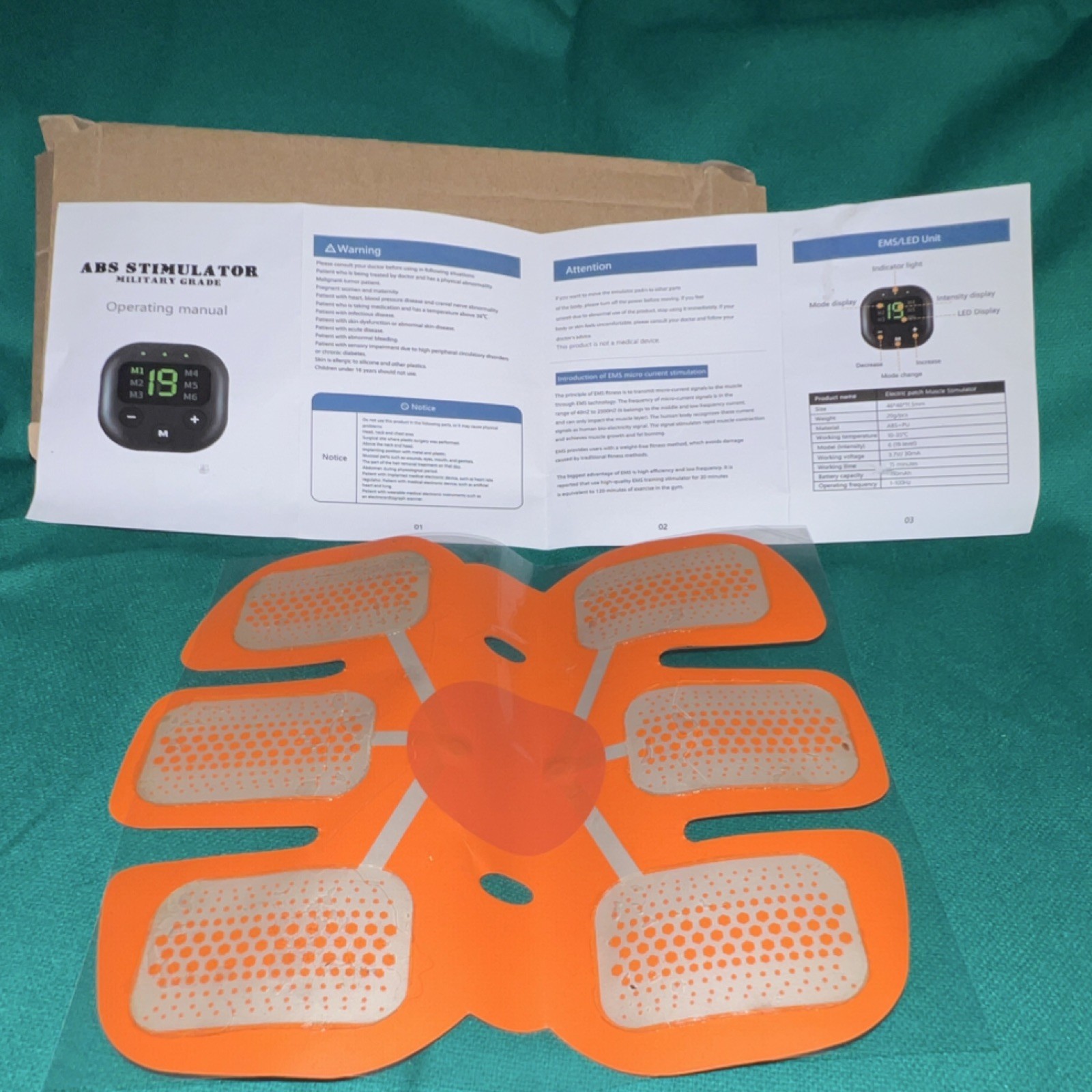 Muscle Stimulator Adjustable Intensity LED Display Abdominal EMS Exerciser
