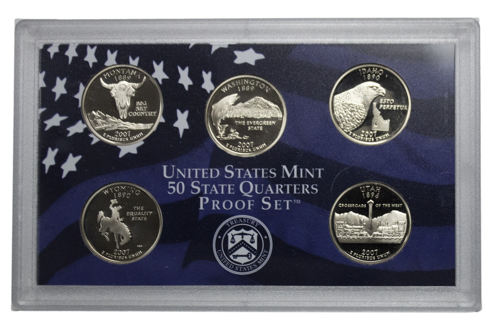 2007 Proof State Quarter Set Gem DCAM (Clad) - No Box or COA - 5 Coins