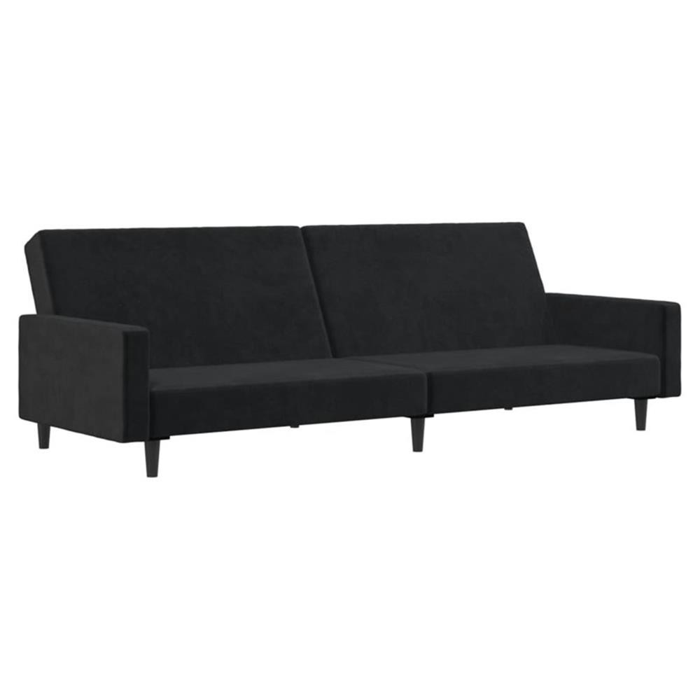 Bowery Hill Contemporary Medium Sofa Bed in Black Polyester Velvet