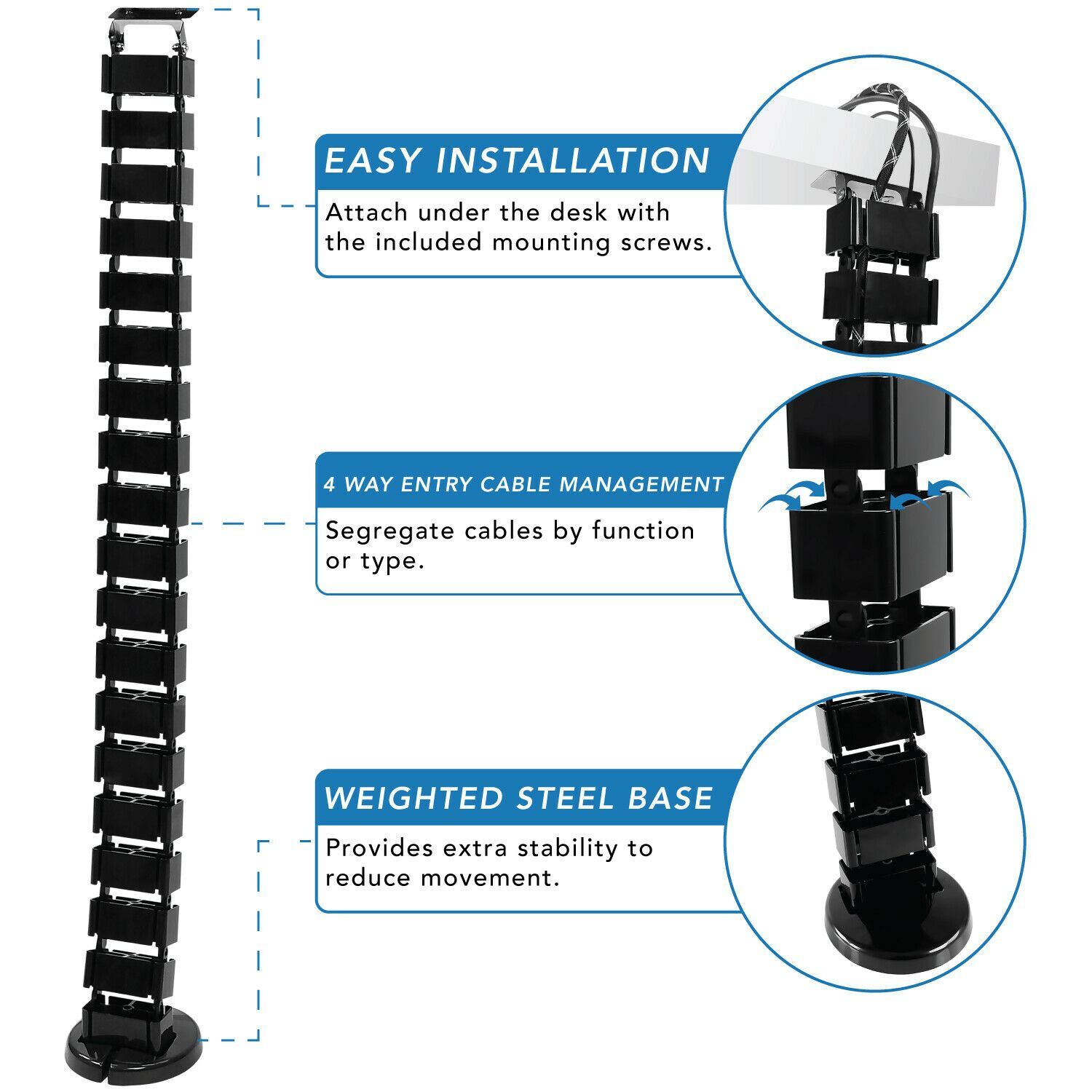 Mount-It! Cable Management Spine, 50 Inch Long Modular Wire Management Tray