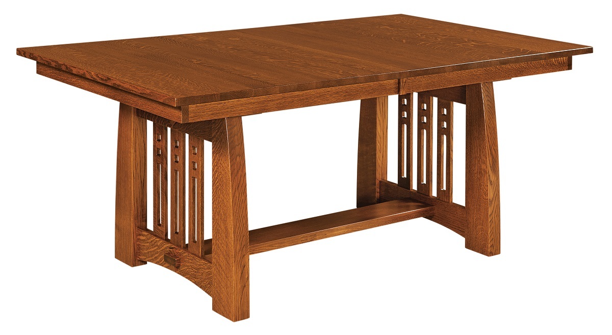 Solid Wood Mission Craftsman Dining Table Trestle Rectangular Kitchen Table
