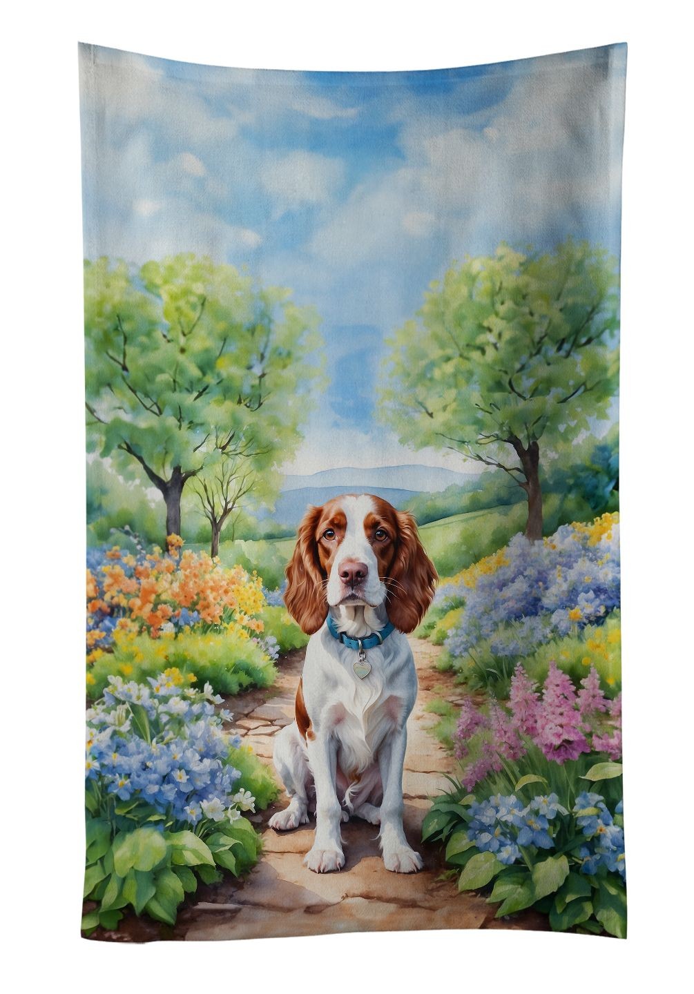 Welsh Springer Spaniel Spring Path Kitchen Towel Dish Cloths Guest Hand Towel