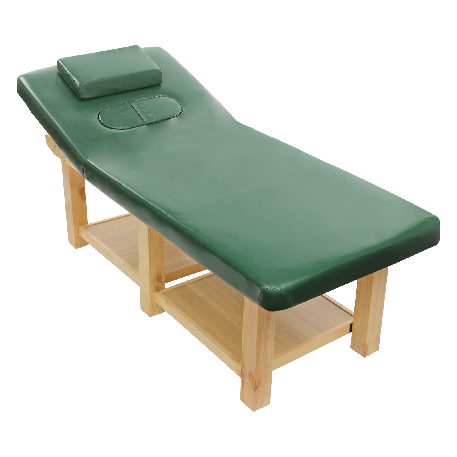 Massage Table 190 cm Solid Wood Sponge, PU Therapy Bed Massage Bed w/ Pillow