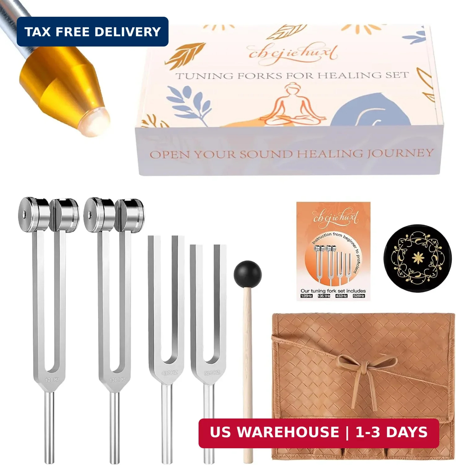 Tuning Forks for Healing(128Hz, 136.1Hz, 432Hz, 528Hz),Medical-Grade Weighted &