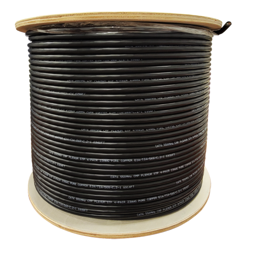 Cat 6 1000ft Solid Bare Copper Foil Shielded Plenum 550 Mhz F/UTP Cable 3 Colors