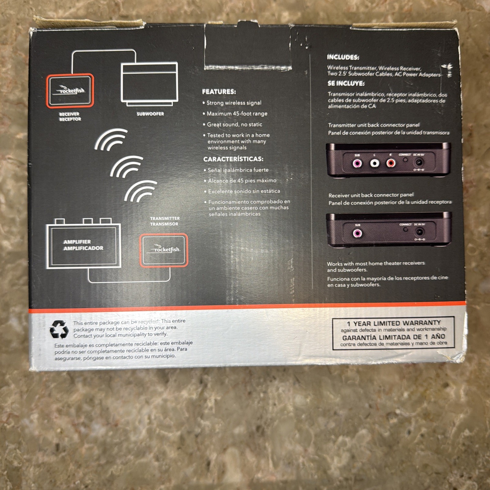 Rocketfish Wireless Subwoofer Sender/Receiver Kit Complete RF-WSW312 W/ Box