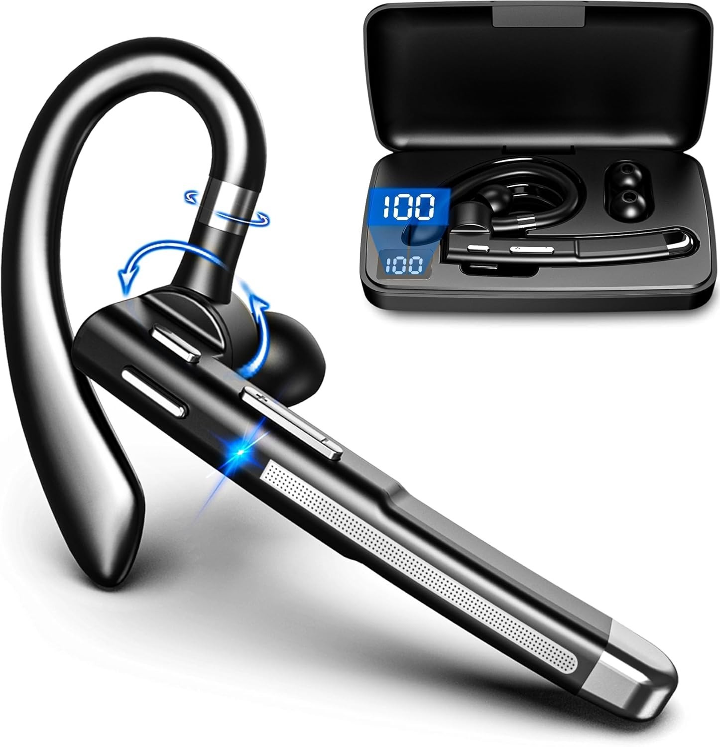 Trucker Wireless Mic Blue Parrot Bluetooth Noise Cancelling Headset Earpiece New
