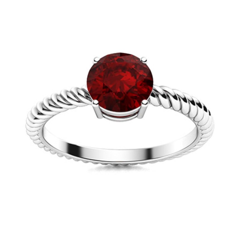 Garnet Gemstone Boho Solitaire Wife Womens day Ring 925 Silver