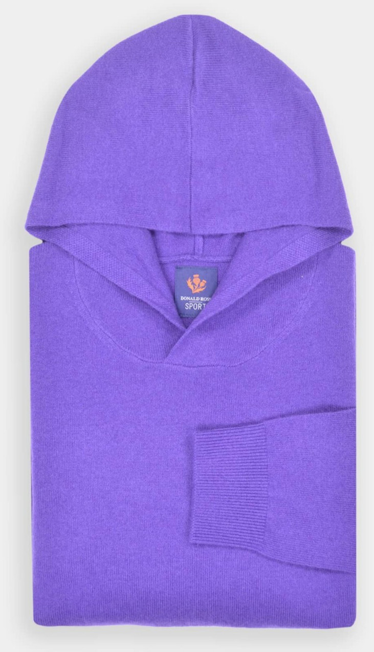 NEW Donald Ross SPORT MEDIUM Cashmere Blend Hooded Pullover sweater Purple