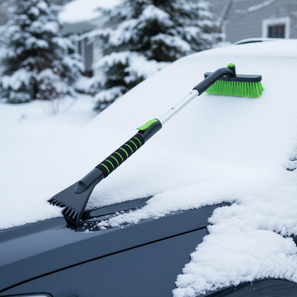 Ergonomic 31.8-Inch Extendable Snow Brush and Ice Scraper for Car Windshields