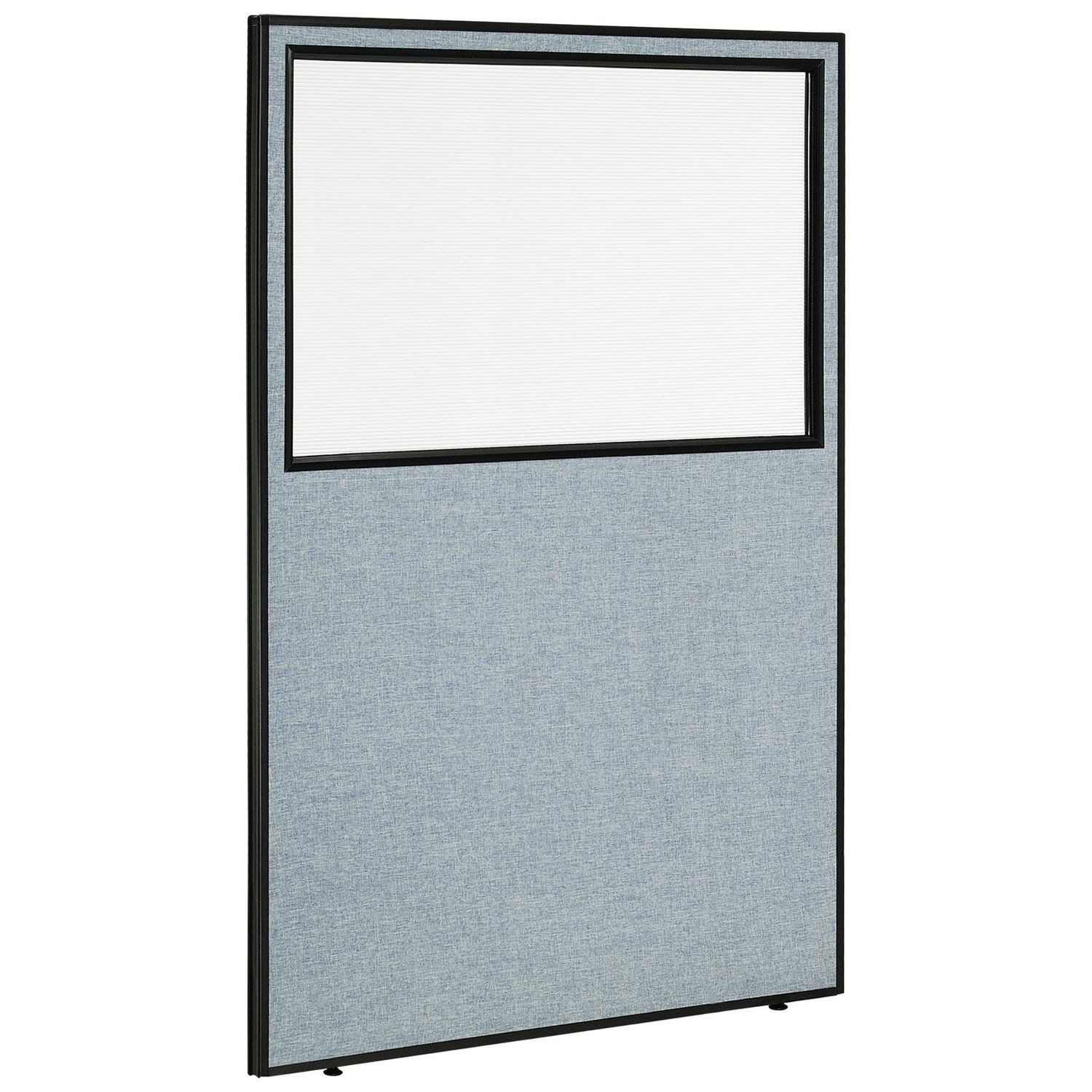 48-1/4"W x 72"H Office Partition Panel with Partial Window Blue
