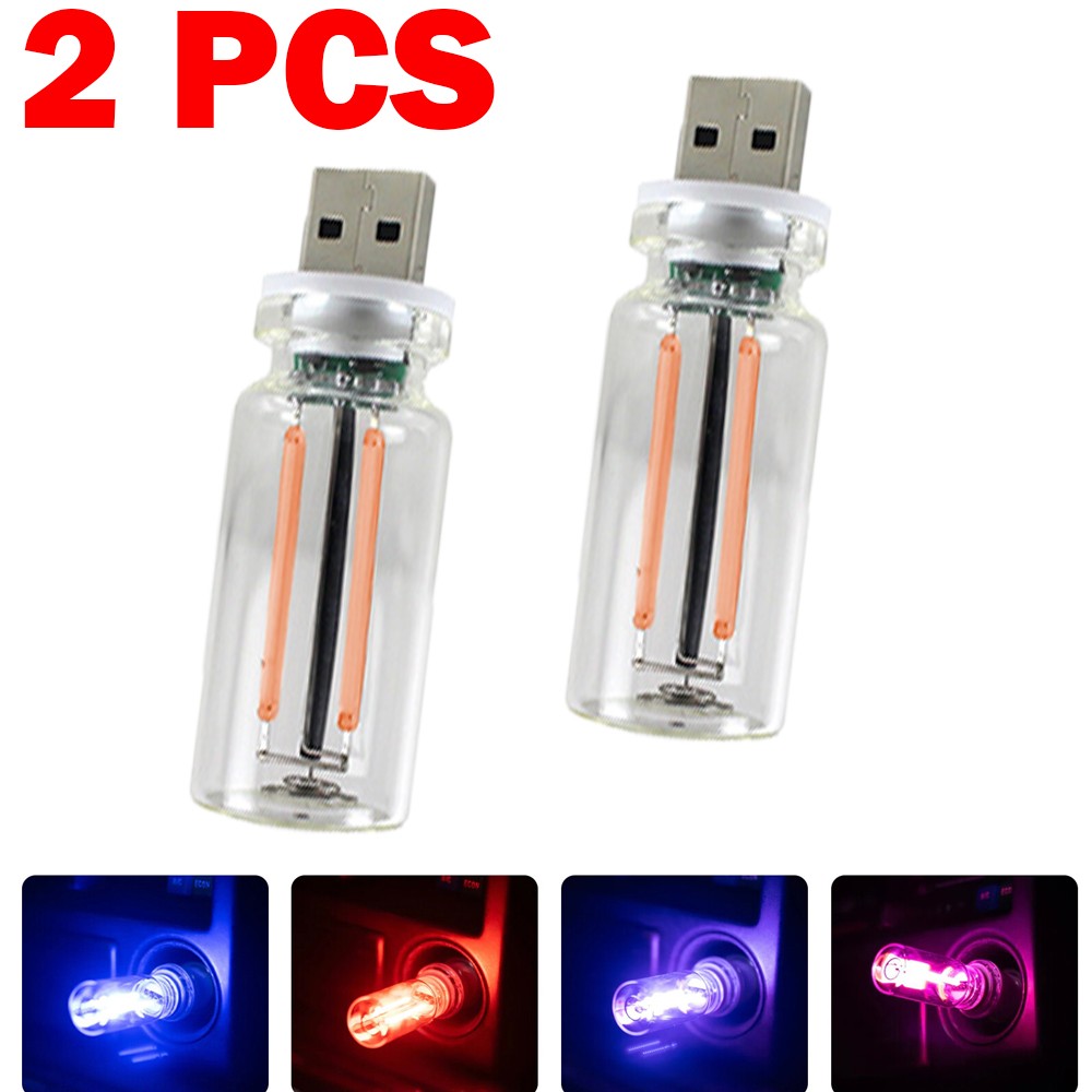 2Pcs USB Car LED Lighting Retro Auto Mood Lamp Night Lamps USB Touch Night Light