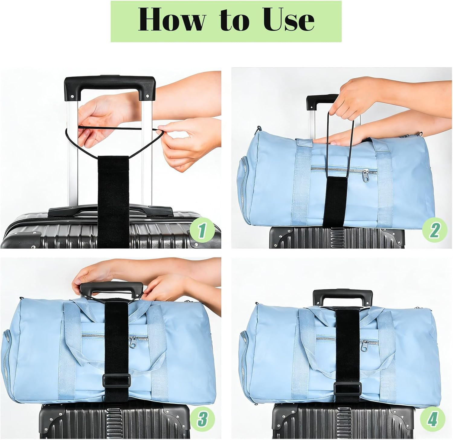 2 Pack Multi Use Strong Adjustable Luggage Connector Straps for Suitcases | Flex