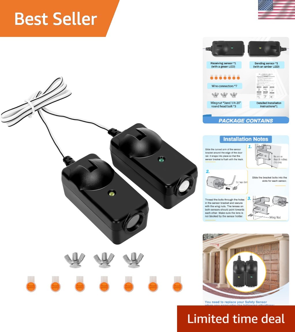 Safety Sensor Kit, Replacement for Craftsman/Chamberlain/Liftmaster Garage Do...
