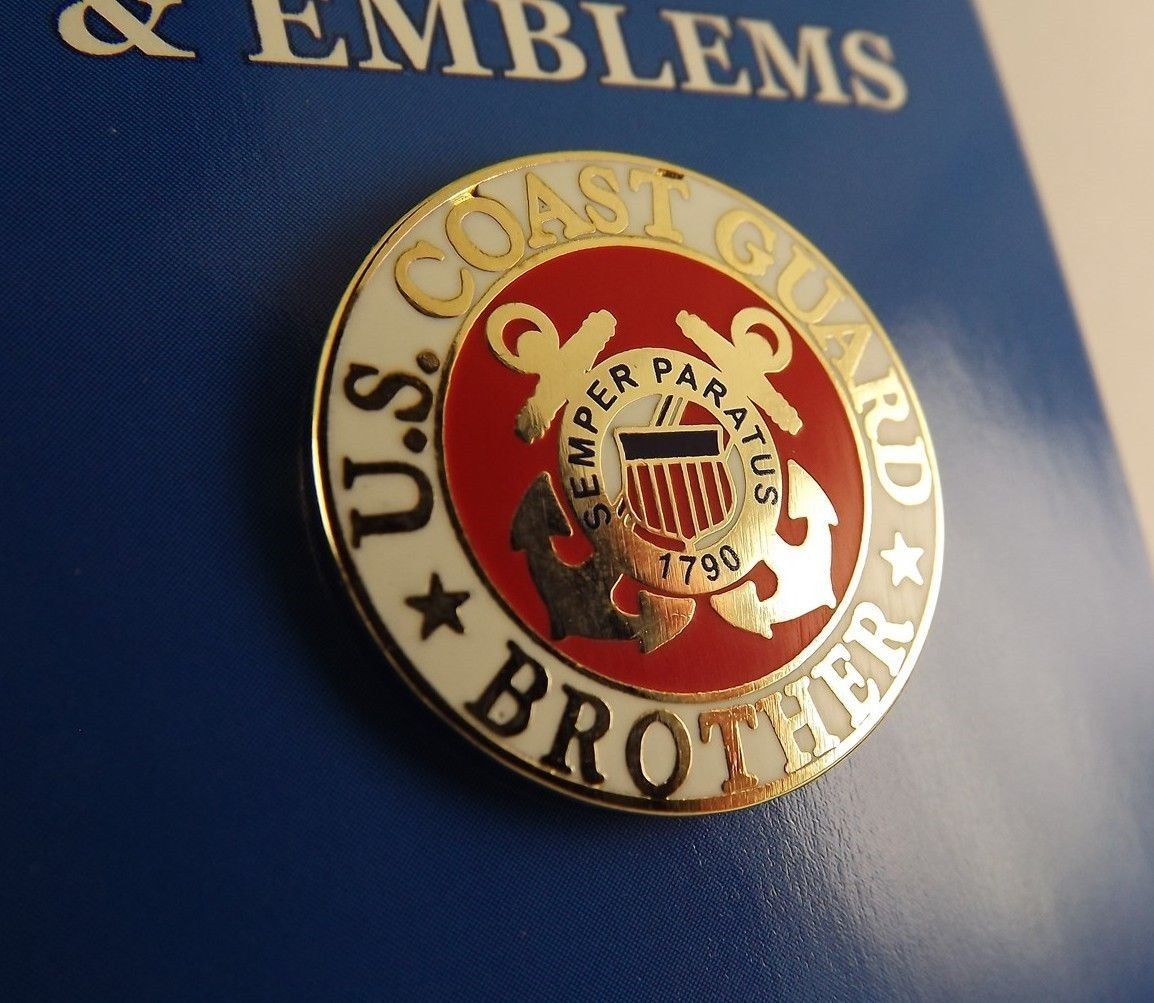FREE SHIP Lapel Pin United States Coast Guard BROTHER Red & White Enamel 15/16"