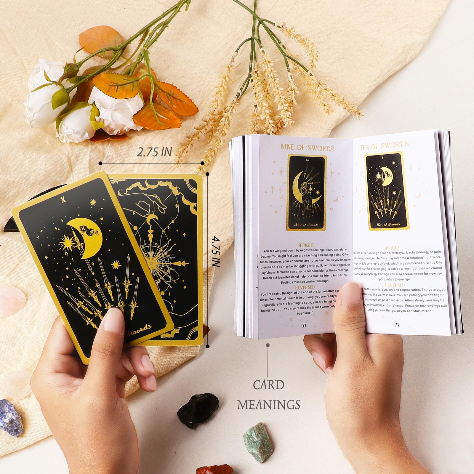 78 Tarot Cards with Guidebook - Deck Gift Set Medium, Black