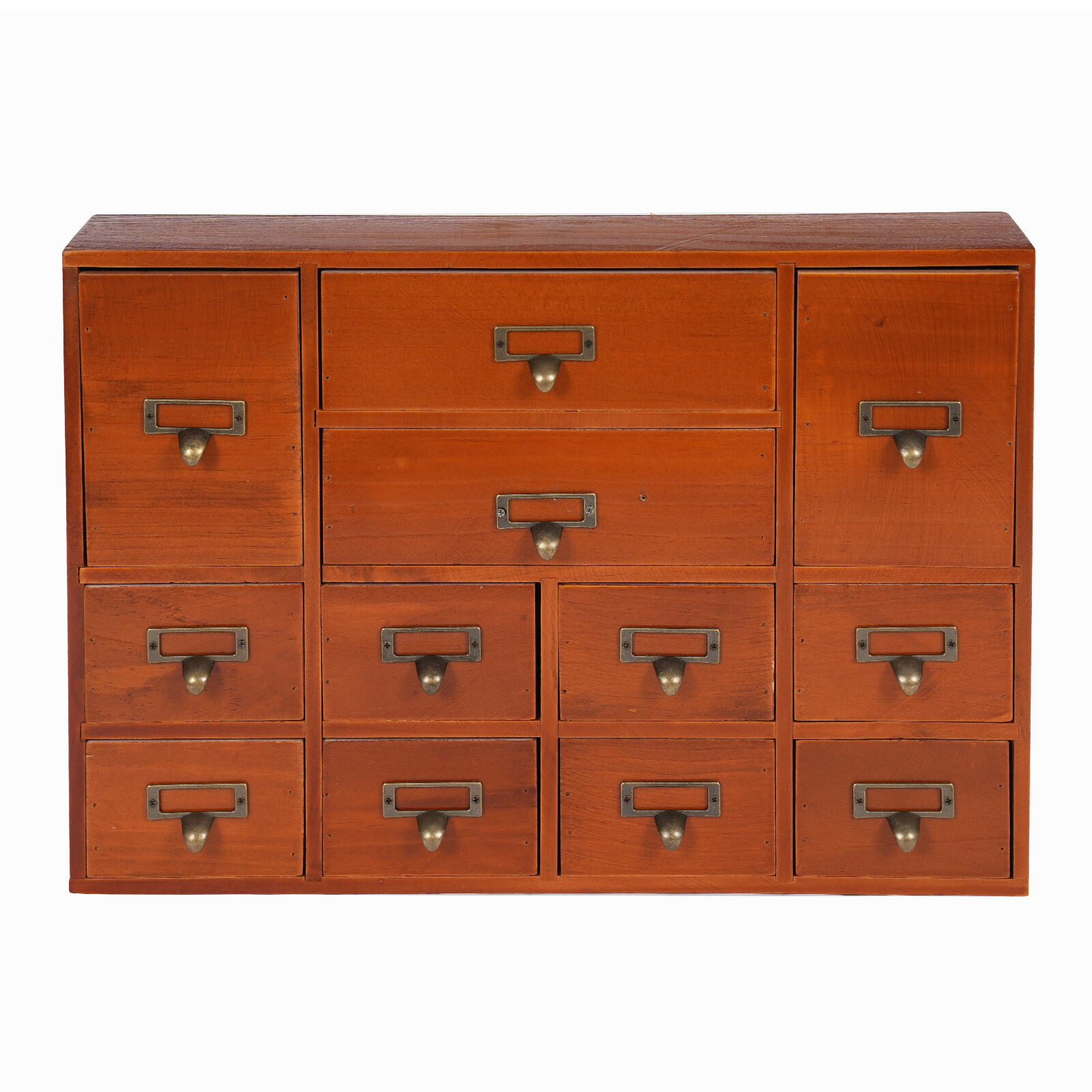 12-Drawer Wooden Desktop Organizer - Stylish Storage for Home & Office