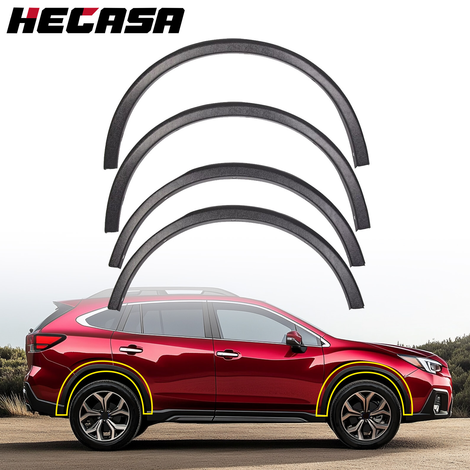 HECASA For 2015-2019 Subaru Outback Wheel Arch Fender Moldings 4 Pcs E201SAL000