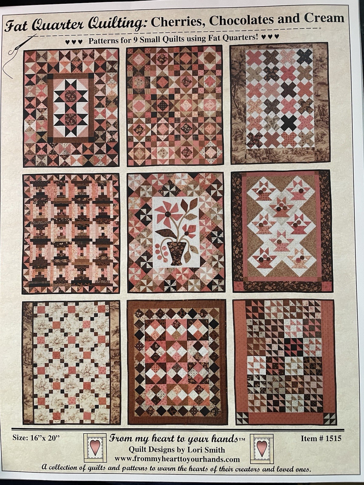 Lori Smith Cherries Chocolates & Cream 9 Small Quilts Using Fat Quarters #1515