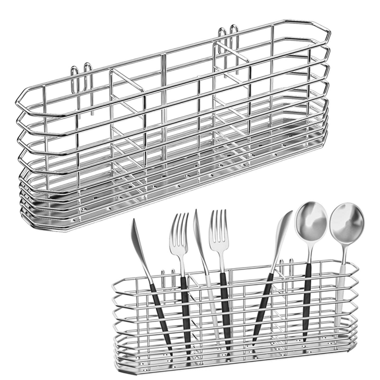 Utensil Drain Rack, Stainless Steel Organizer For Countertop, Silver