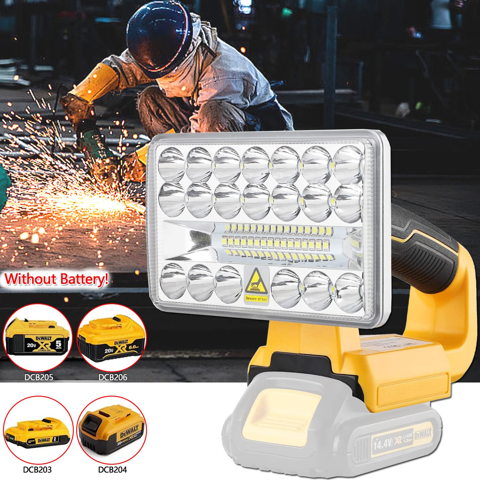 LED Work Light Spotlight Jobsite Light For DeWalt 20V Li-Ion Battery 2000LM 18W