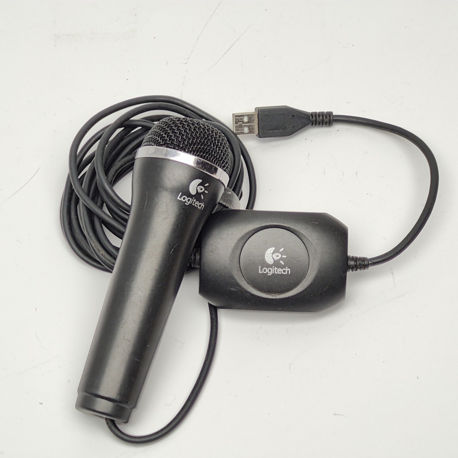 Logitech USB Microphone Wired PC Mic White USB Plug Play Computer Karaoke Mic