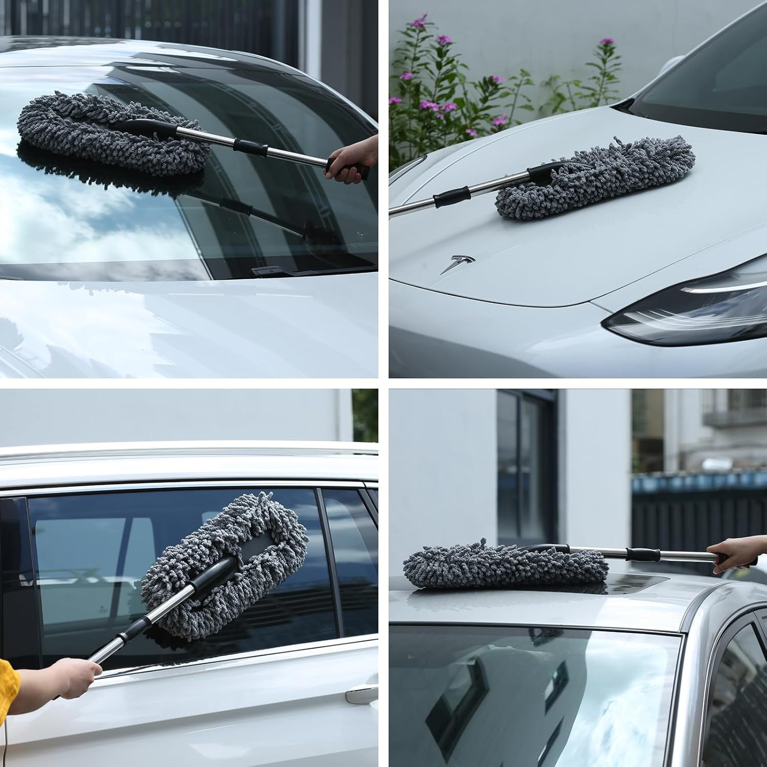 3 Pack Microfiber Car Duster Exterior Interior Cleaning Brush Extendable Handle