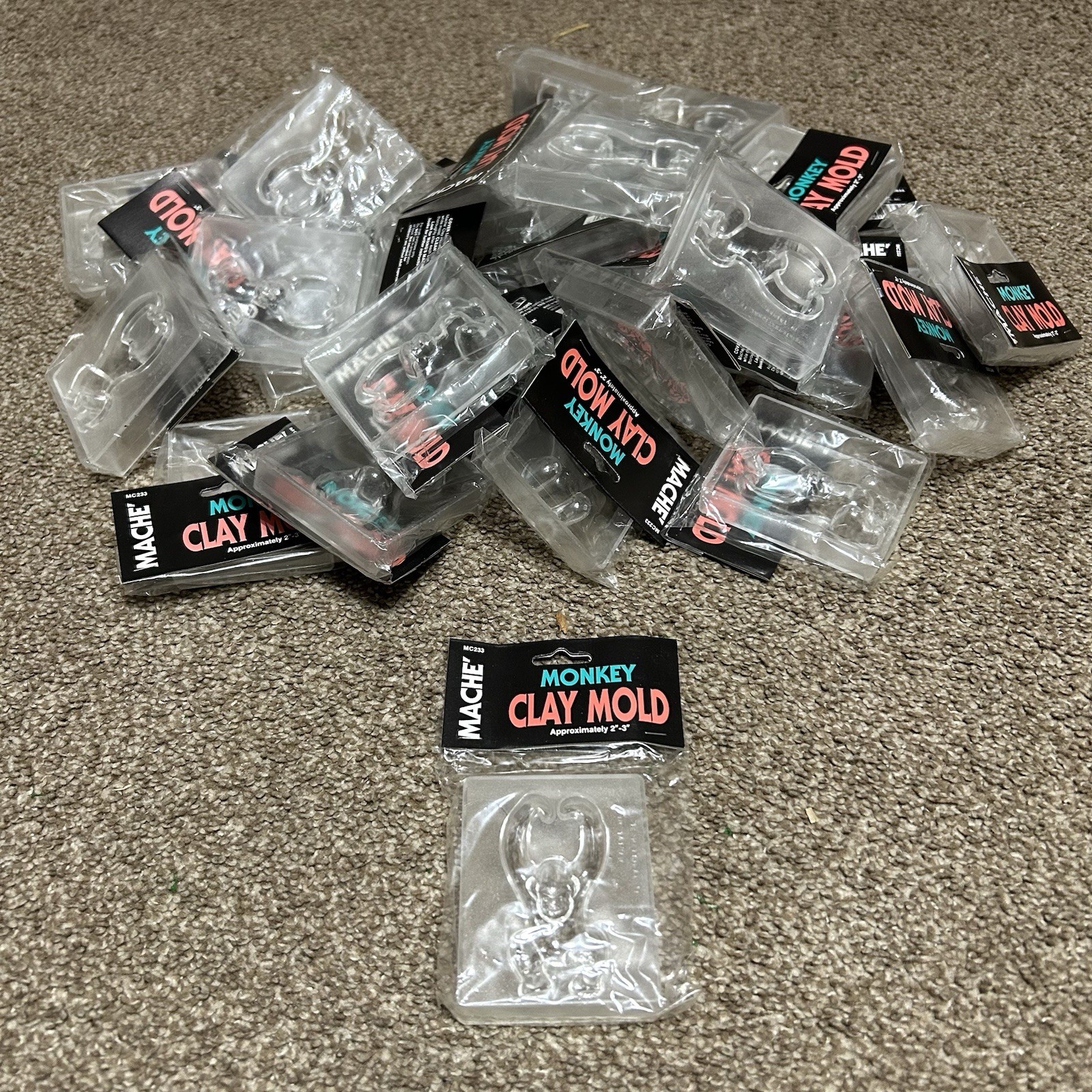 NEW IN BAGS Lot of 30 Craft Plastic Molds Mache’ Clay Molds Monkey