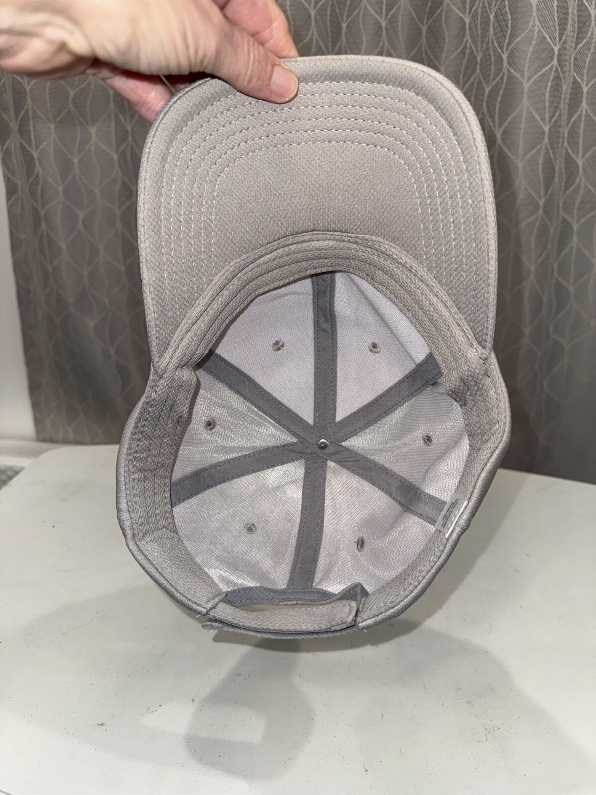 Orange theory Logo in orange on Gray Polyester Hat Cap Hook Loop EUC