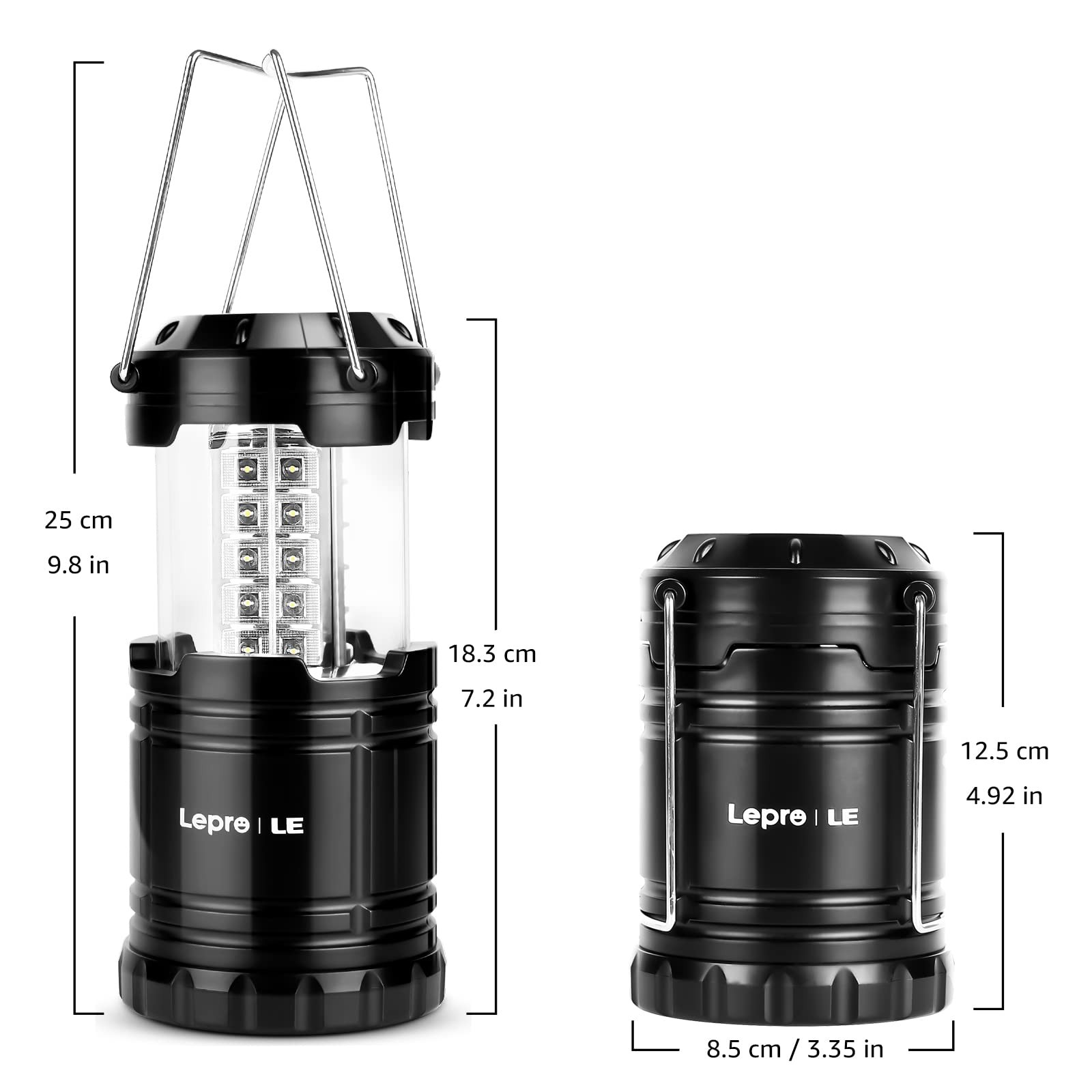 Lepro LED Lanterns Battery Powered, Camping Essentials, Collapsible, IPX4 Wat...