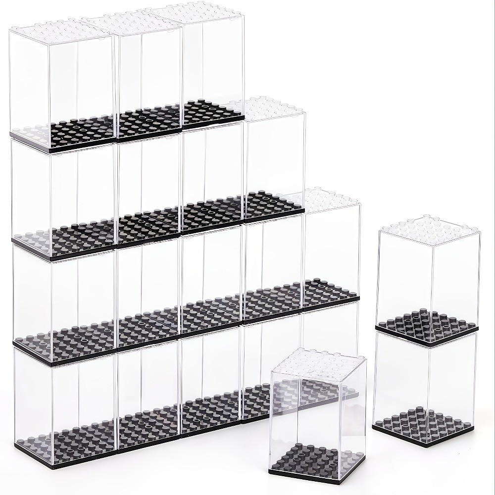 20Pcs Clear Acrylic Minifigure Display Case, Stackable Figure Storage Boxes