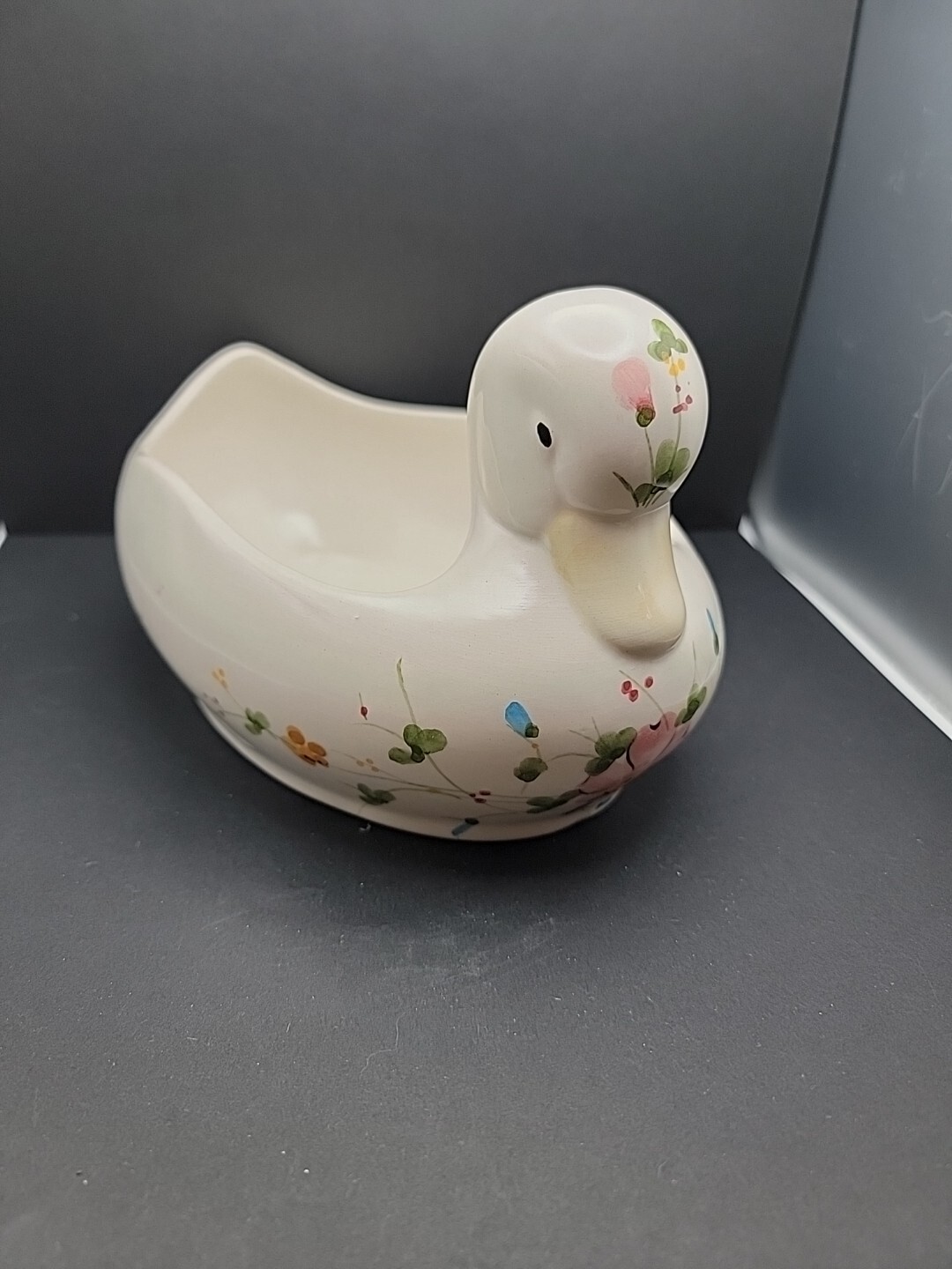 Handmade Handpainted Made In Portugal Duck Planter Candy Dish Vintage