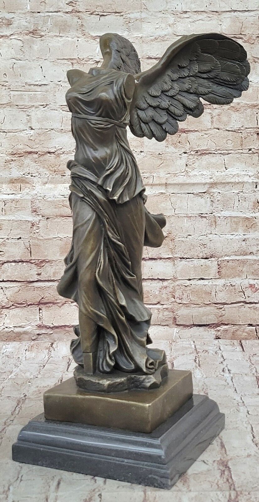Winged Victory Athena Nike Paris Louvre 19" Bronze Marble Statue Sculpture Sale