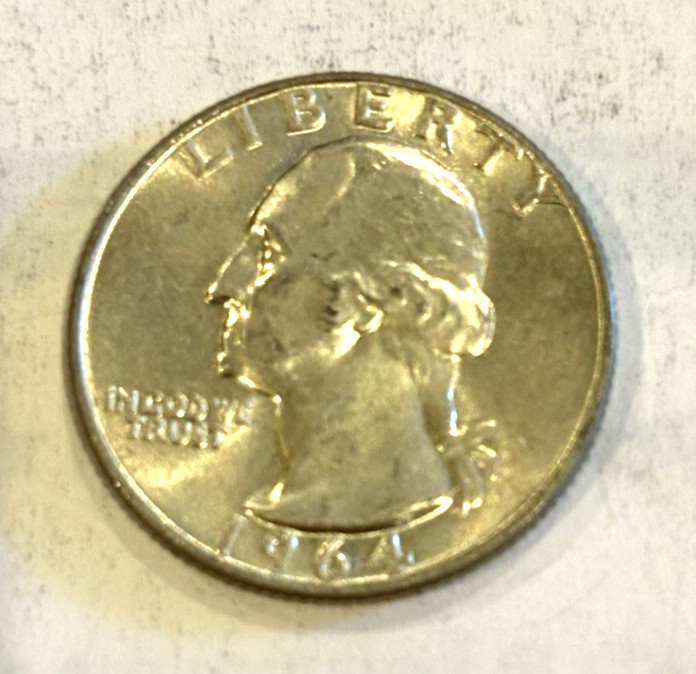 1964 D Washington Quarter 25c 90% Silver (f)