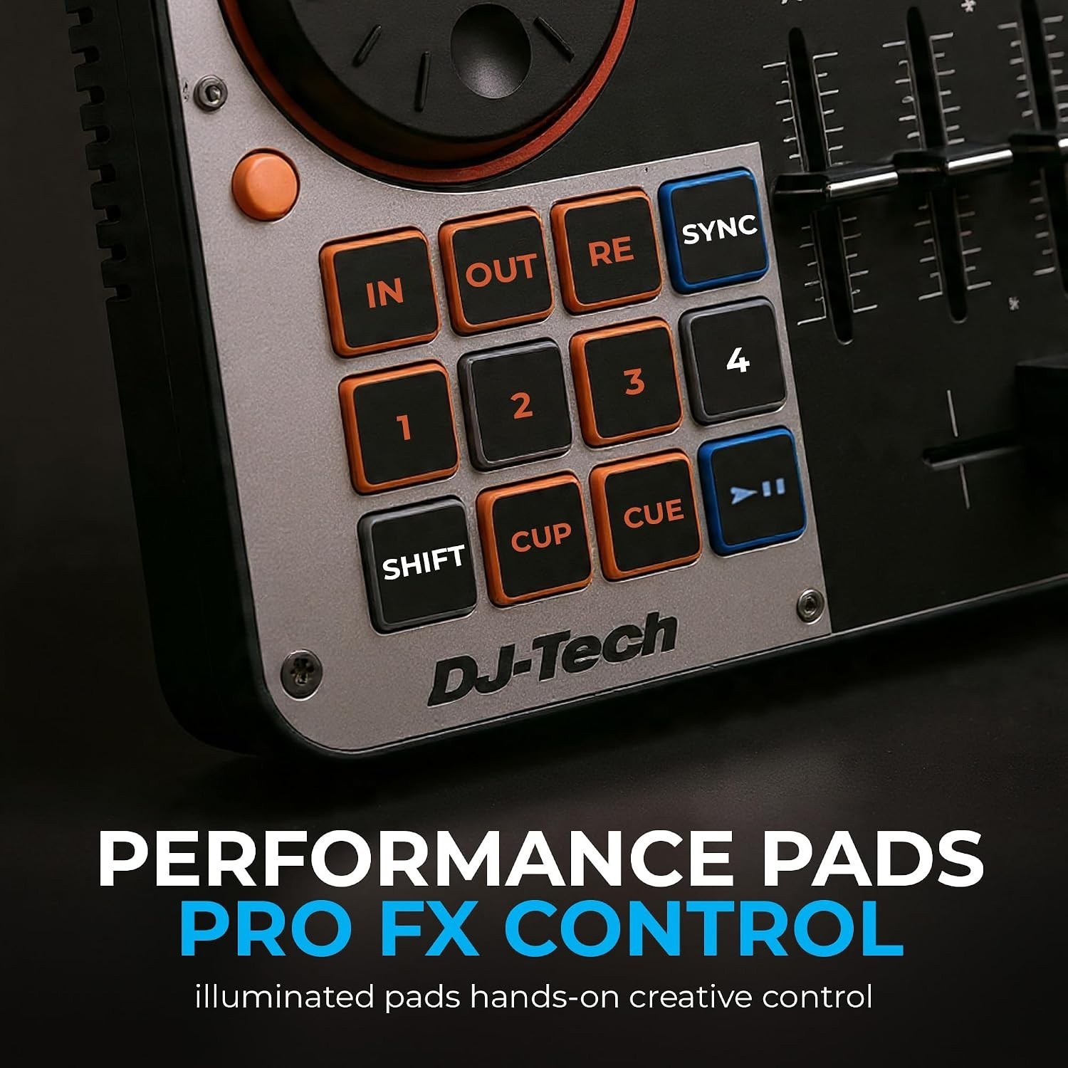 DJ Controller, USB MIDI 4-Deck Control with Integrated Soundcard, 4-Channel M...