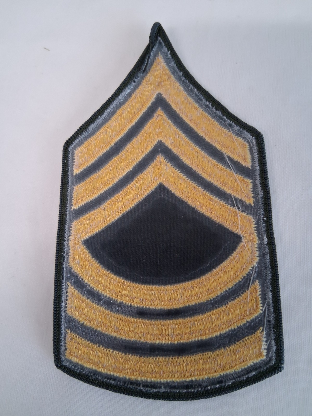 US Army Master Sergeant E-8 Insignia Patch OD Olive Drab 3 x 5.5 VTG Surplus NOS