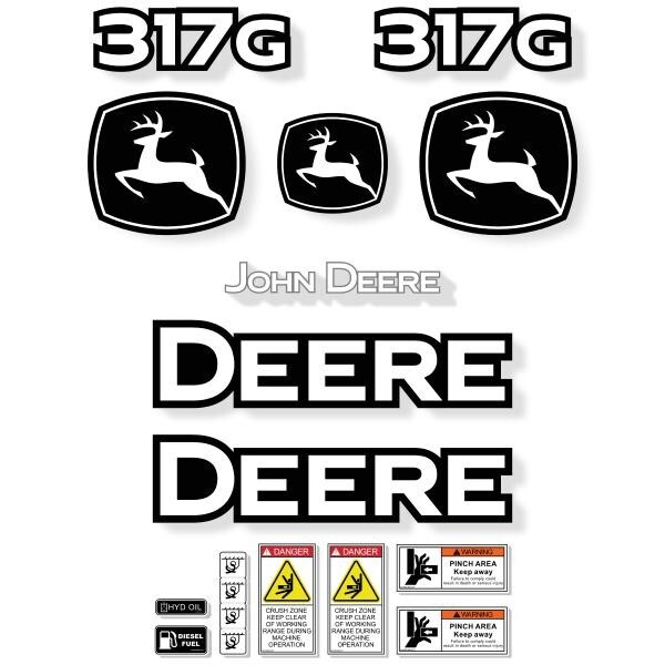 DEERE 317G Decal Kit Track Loader Repro Stickers 7 year Laminated Vinyl