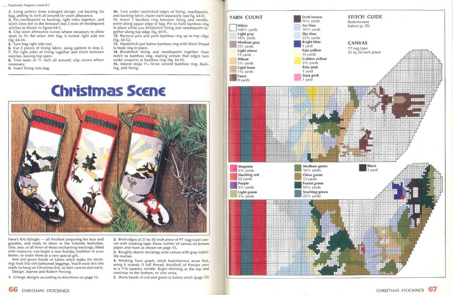 Sunset Needlepoint Techniques & Projects 1979 Stitches Christmas Stocking Pillow