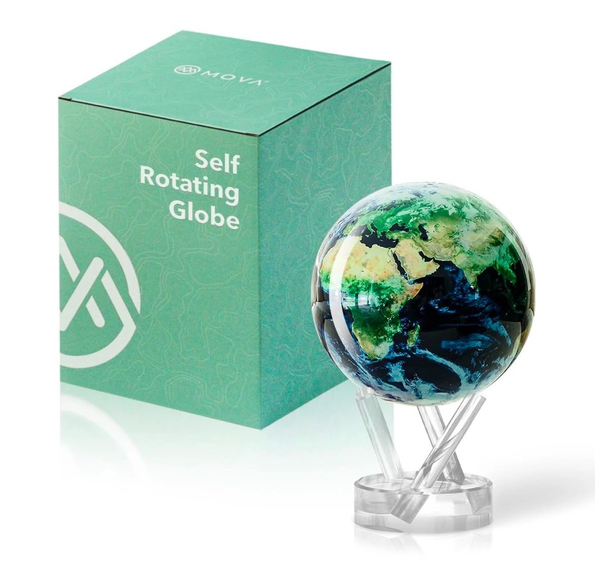 4.5” Self Rotating Globe Earth with Clouds Light Powered Home Office Decor