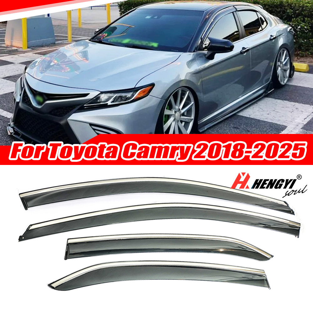 Window Visors Rain Guards Vent Deflectors Chrome Trim For Toyota Camry 2018-2025