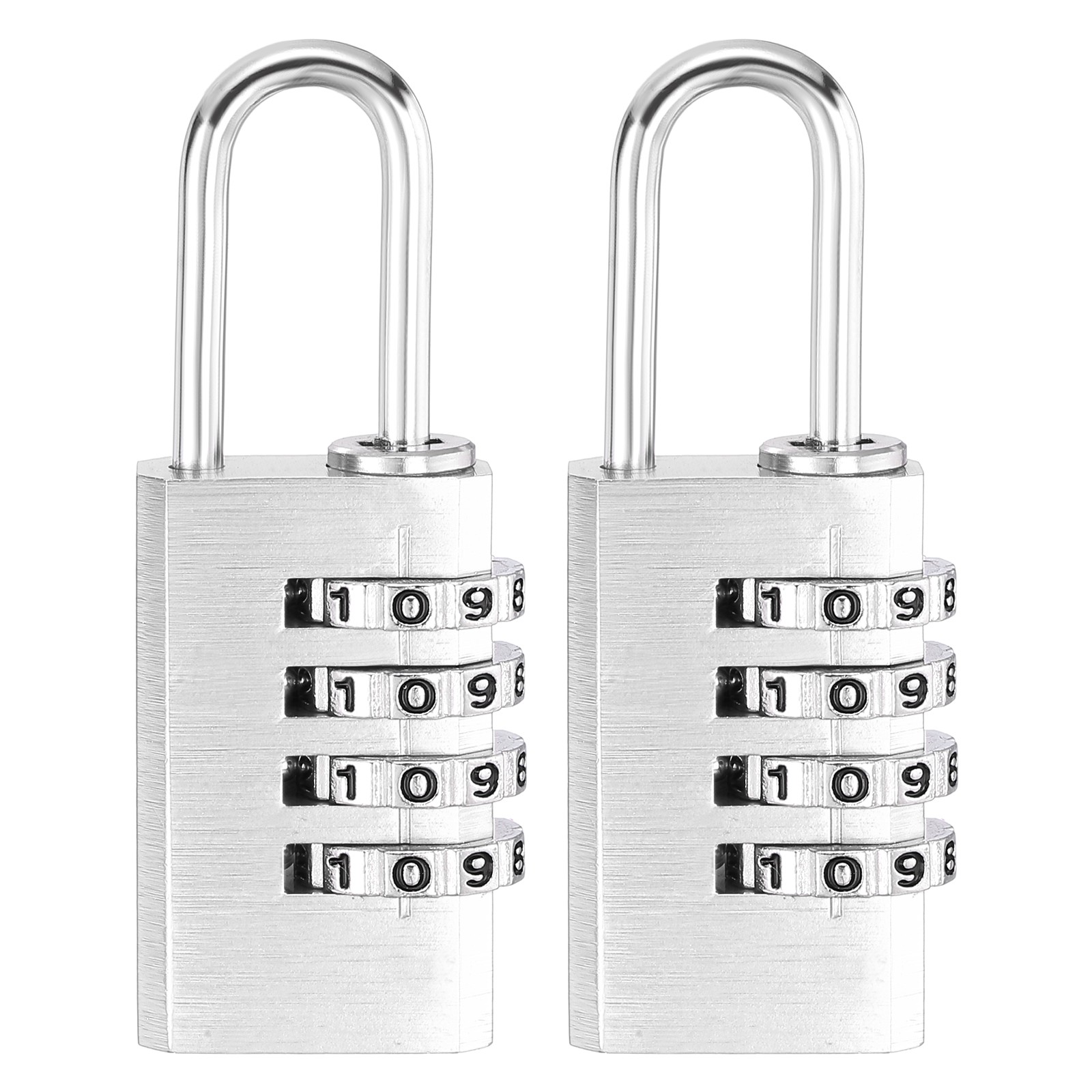 4 Digit Combination Lock,(H:2.4", Silver, 2pcs), Aluminum Anti-Rust Outdoor Lock