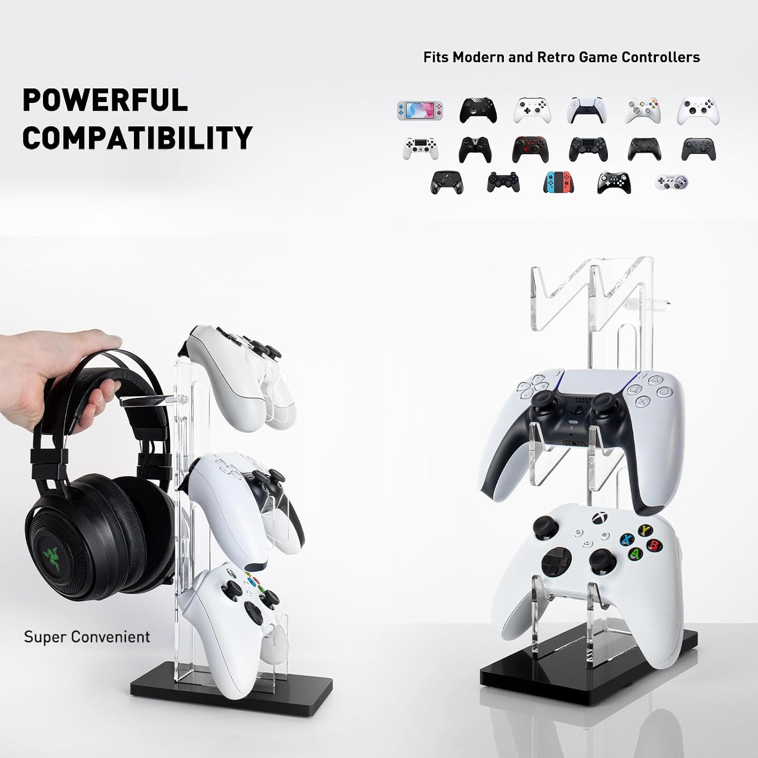 Controller Stand Headset Stand, 3 Tier Acrylic Gaming Controller Holder
