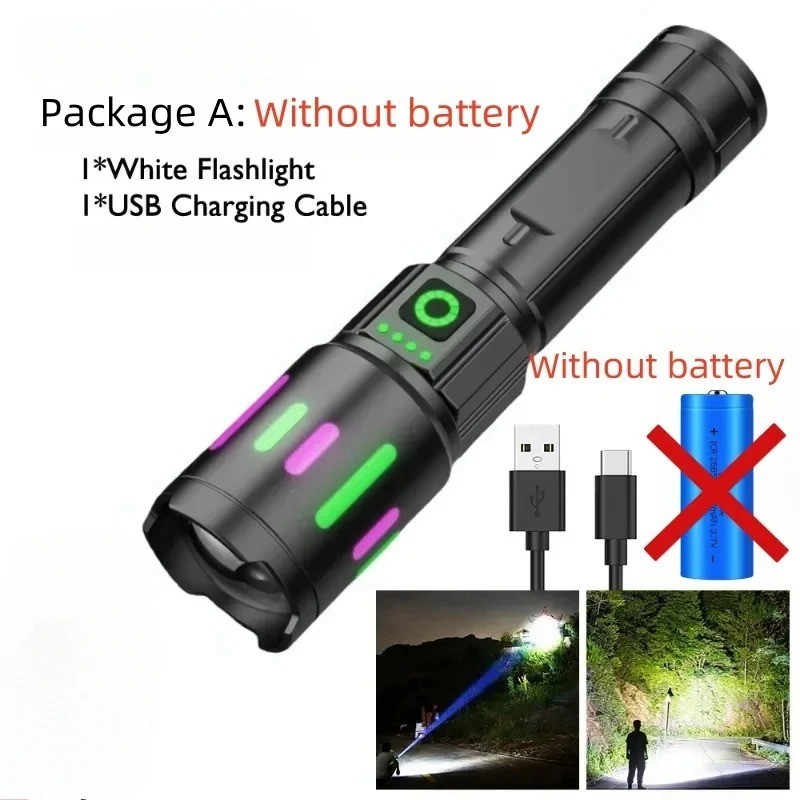 350000000 Lumen Super Bright LED Tactical Flashlight Rechargeable LED Work Light