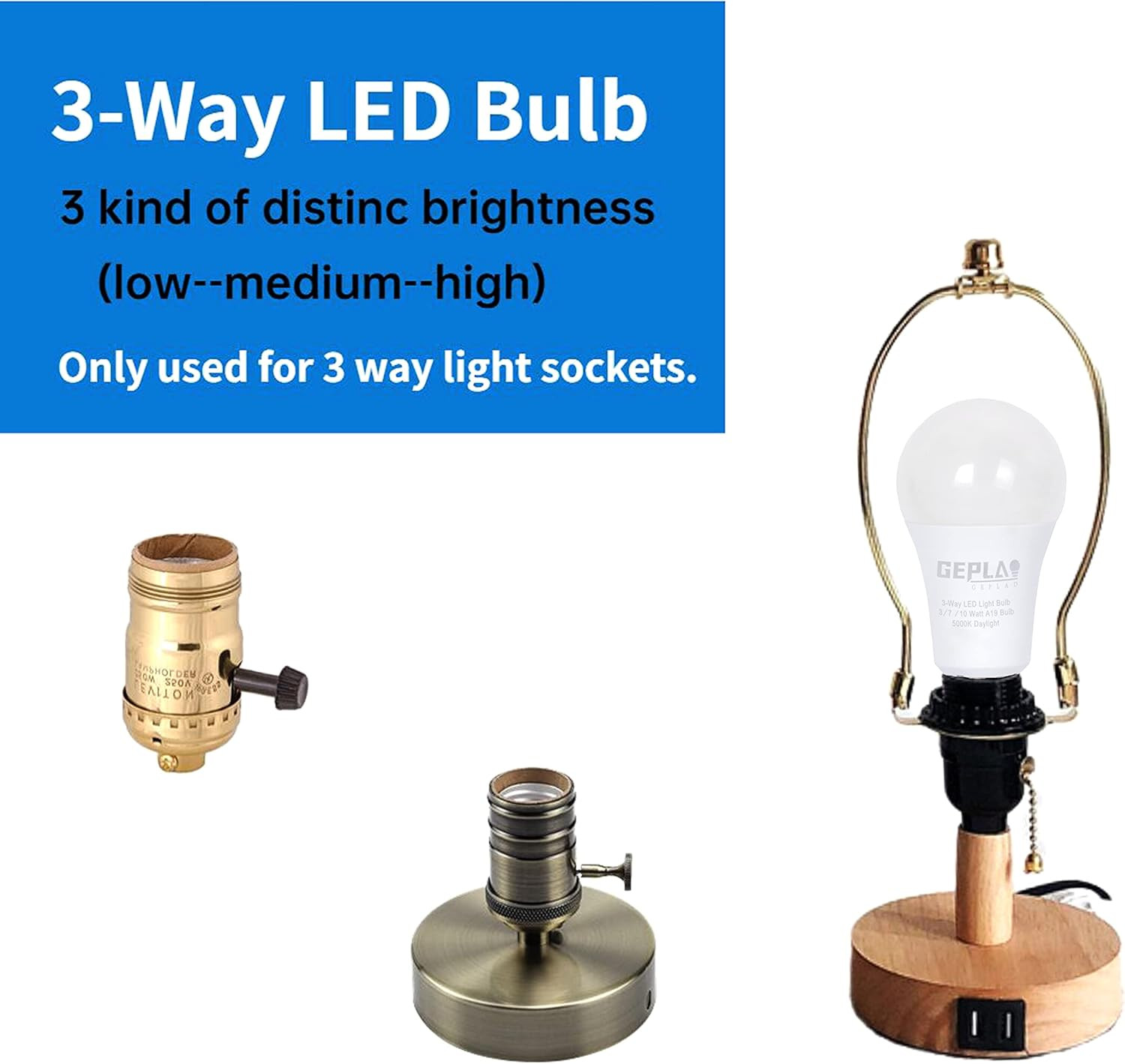 6-Pack 3 Way Bulb 50 100 150W Replacement LED Light Bulbs, Daylight 5000K, Three