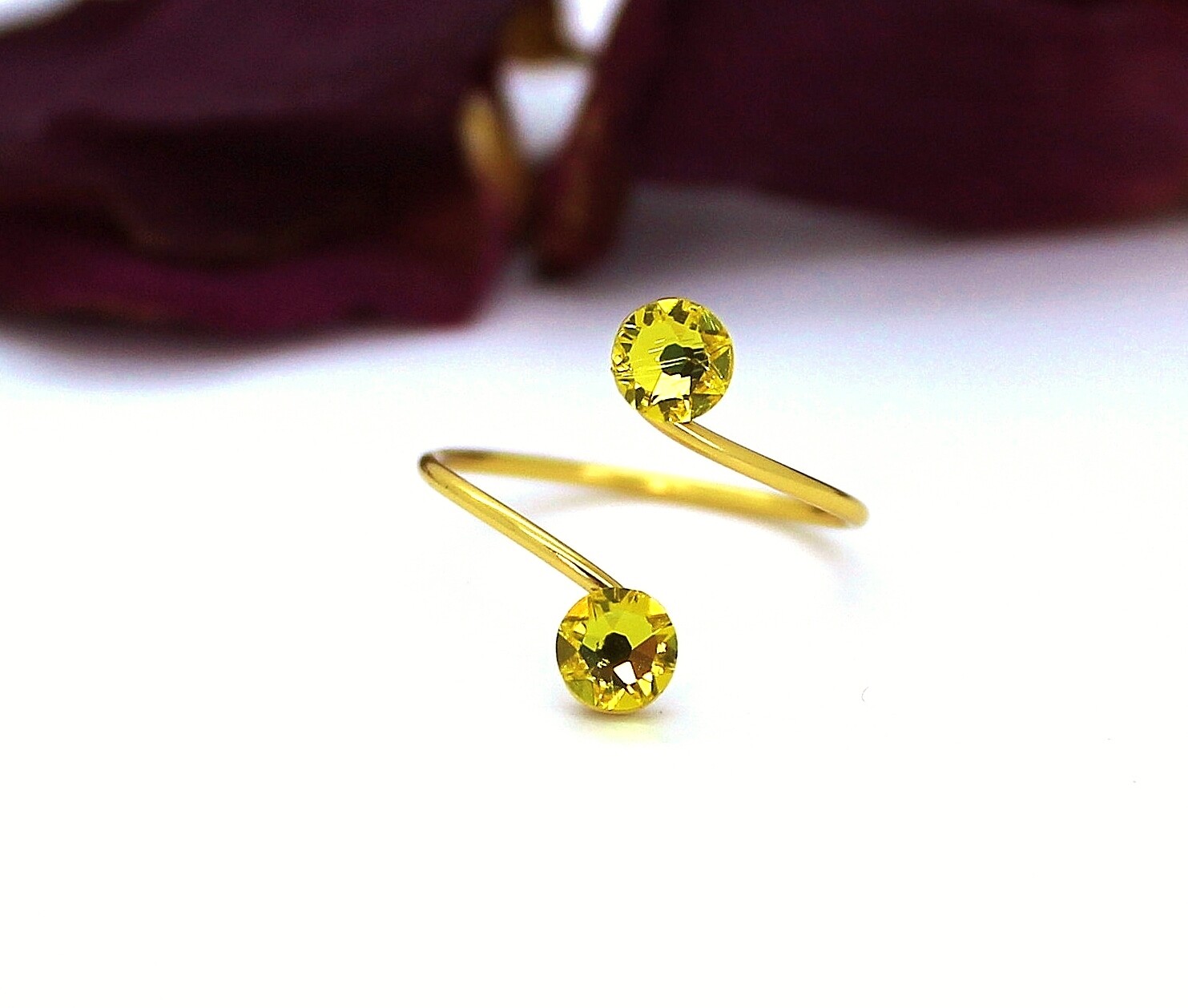 Adjustable Toe Rings Choose a Finish made with Citrine Swarovski Elements