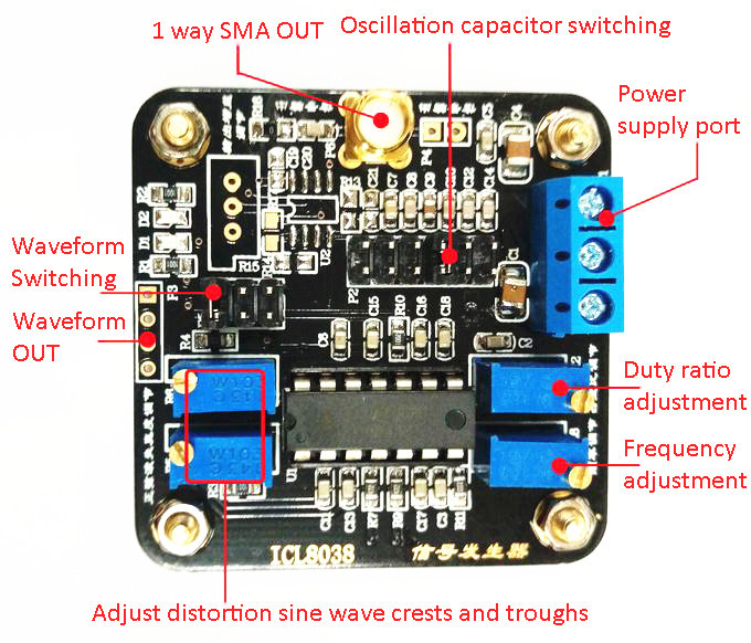 Low Frequency Signal Source Generator Module ICL8038 Sine Square Triangle Wave K
