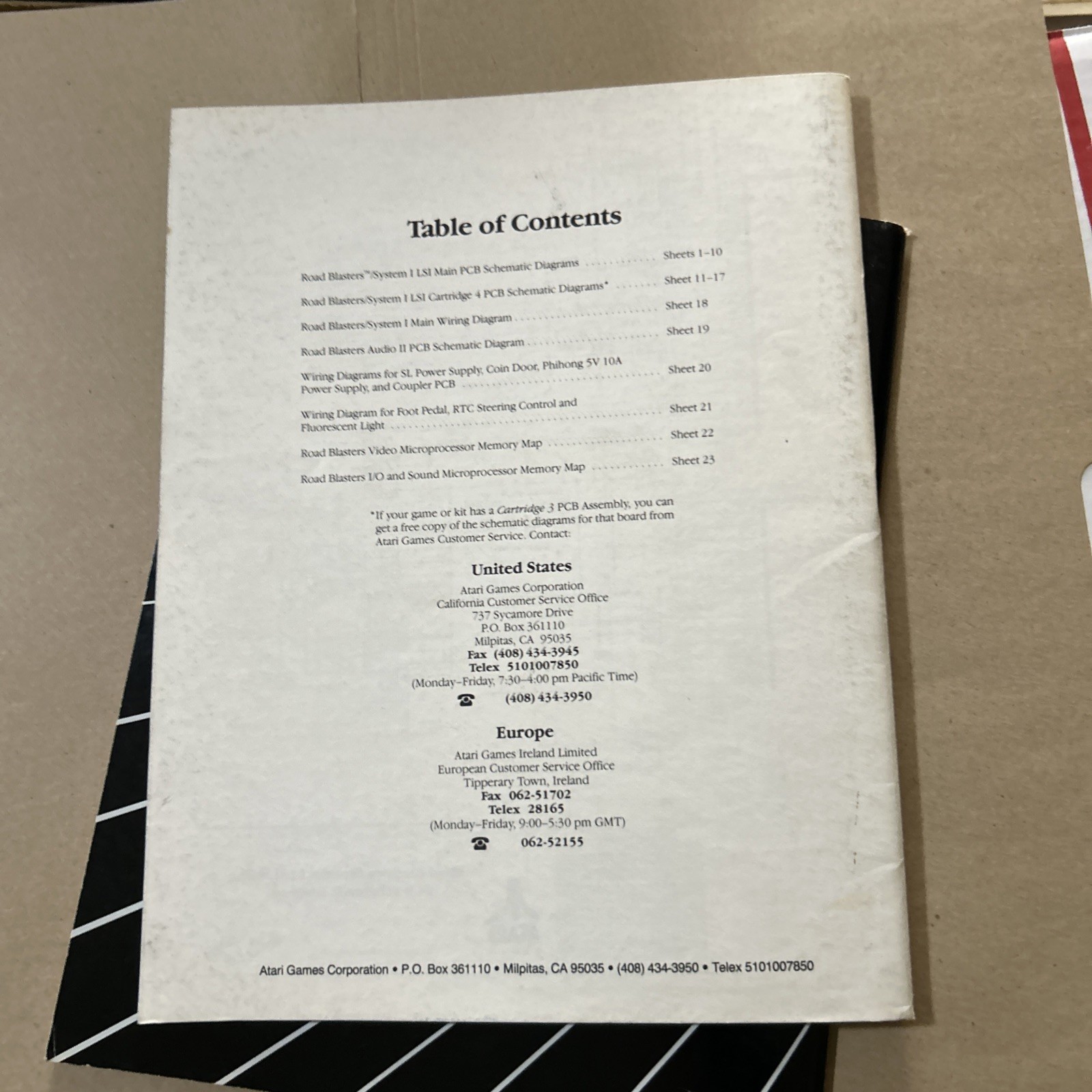 original 1st Printing Road Blasters Set W/Schematics Atari Arcade Game manual